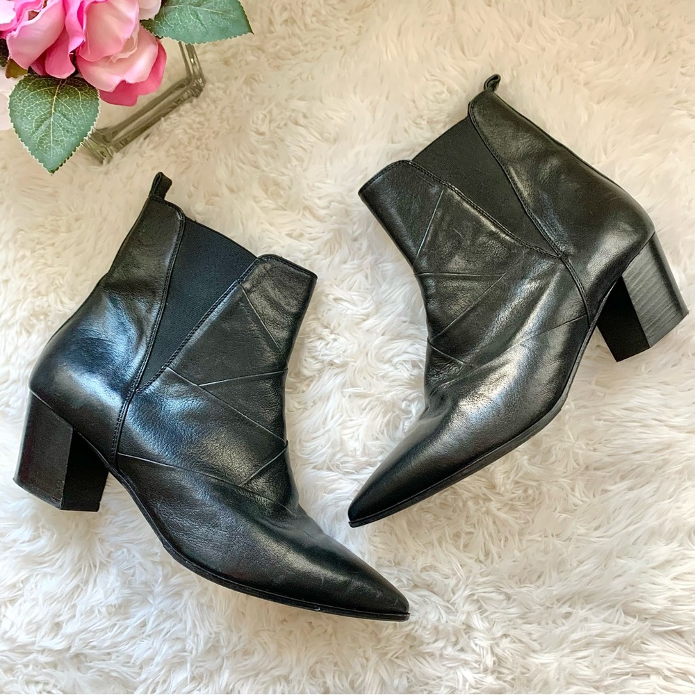 Napoleoni Black Leather Chelsea Ankle Boots EU 39